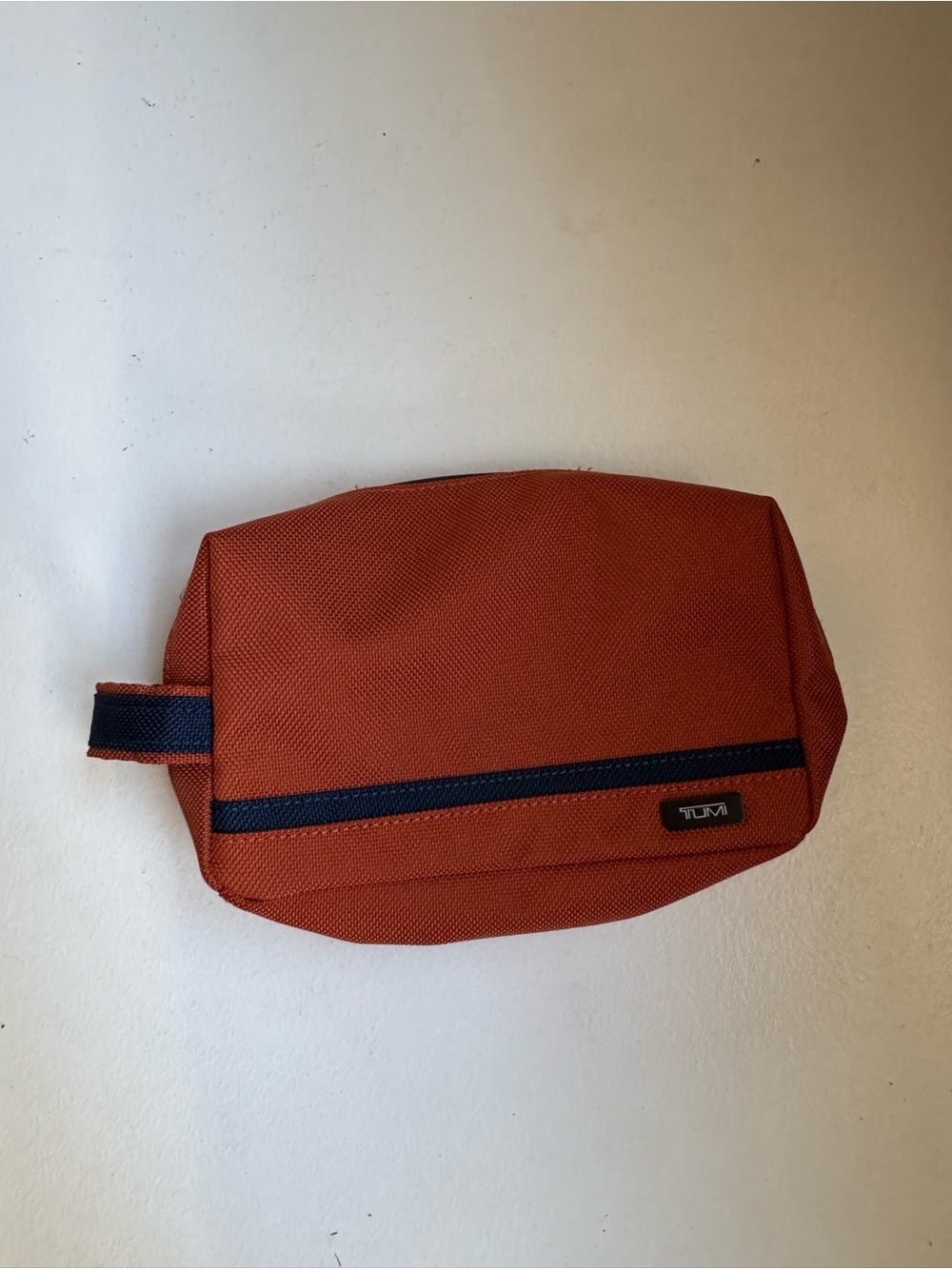 TUMI Travel Kit Small Accessory Pouch Orange with blue Trim